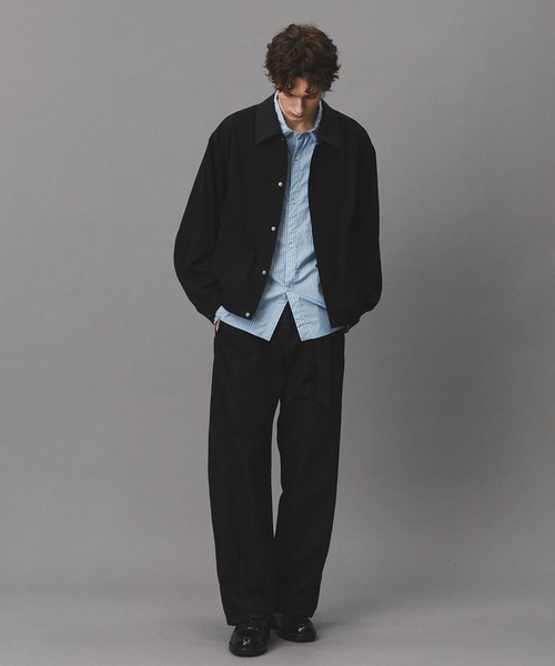 PUBLIC TOKYO（パブリックトウキョウ）の「ブラッシュドカラーオーバーコーチブルゾン /春服/切り替え/ストレッチ/伸縮性/アウター（ブルゾン・メンズ・ベージュ/ブラック・2/1）」の19枚目の写真