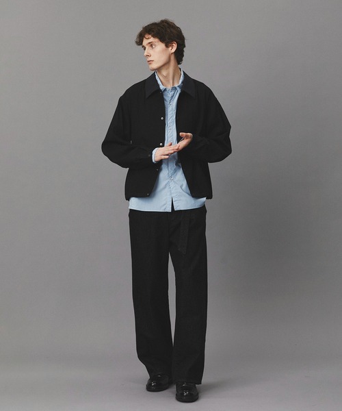 PUBLIC TOKYO（パブリックトウキョウ）の「ブラッシュドカラーオーバーコーチブルゾン /春服/切り替え/ストレッチ/伸縮性/アウター（ブルゾン・メンズ・ベージュ/ブラック・2/1）」の21枚目の写真