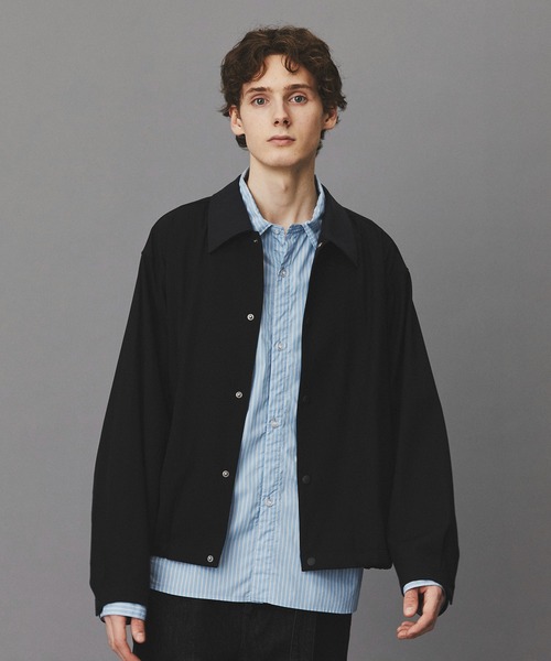 PUBLIC TOKYO（パブリックトウキョウ）の「ブラッシュドカラーオーバーコーチブルゾン /春服/切り替え/ストレッチ/伸縮性/アウター（ブルゾン・メンズ・ベージュ/ブラック・2/1）」の12枚目の写真