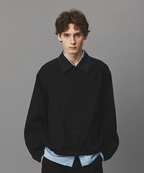 PUBLIC TOKYO（パブリックトウキョウ）の「ブラッシュドカラーオーバーコーチブルゾン /春服/切り替え/ストレッチ/伸縮性/アウター（ブルゾン・メンズ・ベージュ/ブラック・2/1）」の13枚目の写真