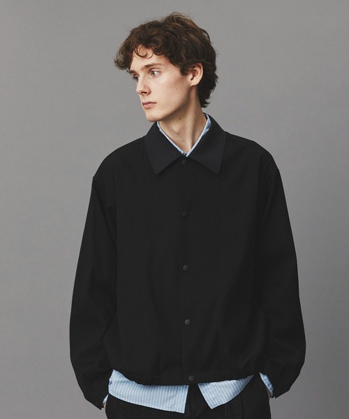 PUBLIC TOKYO（パブリックトウキョウ）の「ブラッシュドカラーオーバーコーチブルゾン /春服/切り替え/ストレッチ/伸縮性/アウター（ブルゾン・メンズ・ベージュ/ブラック・2/1）」の14枚目の写真