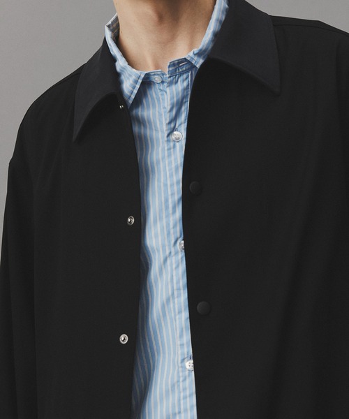 PUBLIC TOKYO（パブリックトウキョウ）の「ブラッシュドカラーオーバーコーチブルゾン /春服/切り替え/ストレッチ/伸縮性/アウター（ブルゾン・メンズ・ベージュ/ブラック・2/1）」の15枚目の写真