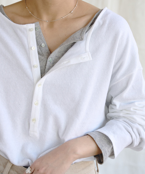 EMILY WEEK(エミリーウィーク)の「《追加》Foggyコットン2WAYプルオーバー(Tシャツ/カットソー・レディース・グレー/ホワイト・FREE)」の2枚目の写真