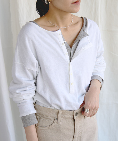 EMILY WEEK(エミリーウィーク)の「《追加》Foggyコットン2WAYプルオーバー(Tシャツ/カットソー・レディース・グレー/ホワイト/ピンク・FREE)」の10枚目の写真
