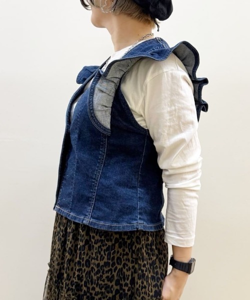 SOMETHING（サムシング）の「SOMETHING(サムシング)フリルスリーブビスチェ（その他トップス・レディース・ダークインディゴブルー・フリー）」の12枚目の写真