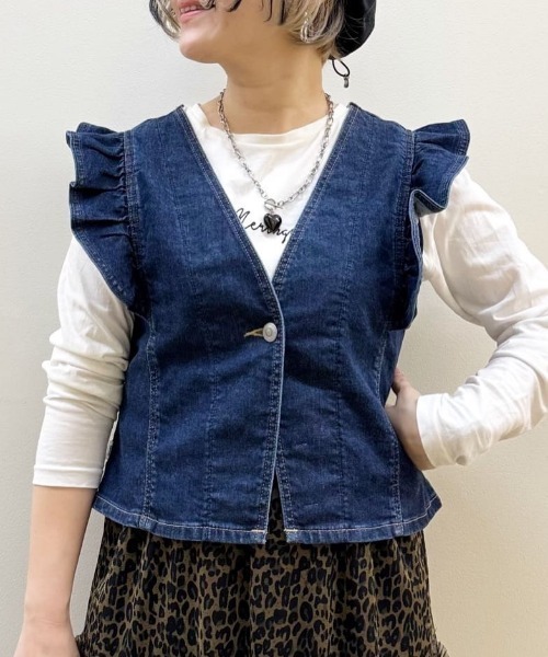 SOMETHING（サムシング）の「SOMETHING(サムシング)フリルスリーブビスチェ（その他トップス・レディース・ダークインディゴブルー・フリー）」の11枚目の写真