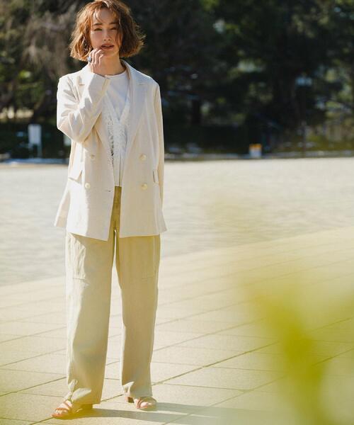 OPAQUE.CLIP(オペークドットクリップ)の「ダブルブレストジャケット【洗える/UVケア/防シワ加工/接触冷感】(テーラードジャケット・レディース・ライトベージュ/ネイビー/ベージュ・40/38/36)」の11枚目の写真