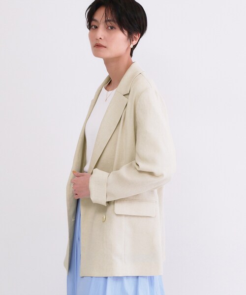 OPAQUE.CLIP(オペークドットクリップ)の「ダブルブレストジャケット【洗える/UVケア/防シワ加工/接触冷感】(テーラードジャケット・レディース・ライトベージュ/ネイビー/ベージュ・40/38/36)」の13枚目の写真