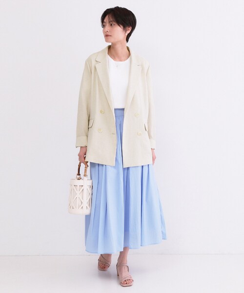 OPAQUE.CLIP(オペークドットクリップ)の「ダブルブレストジャケット【洗える/UVケア/防シワ加工/接触冷感】(テーラードジャケット・レディース・ライトベージュ/ネイビー/ベージュ・40/38/36)」の14枚目の写真