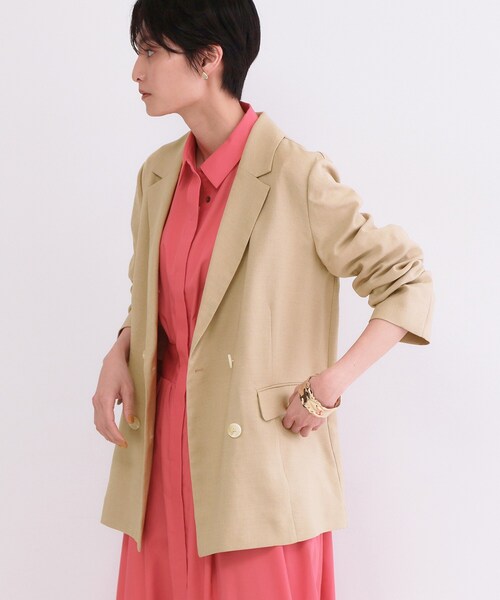 OPAQUE.CLIP(オペークドットクリップ)の「ダブルブレストジャケット【洗える/UVケア/防シワ加工/接触冷感】(テーラードジャケット・レディース・ライトベージュ/ネイビー/ベージュ・40/38/36)」の17枚目の写真
