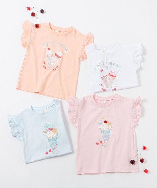 apres les cours(アプレレクール)の「スイーツモチーフTシャツ(Tシャツ/カットソー・キッズ・オレンジ/ピンク/サックスブルー/オフホワイト・80/90/100/110/120/130/140)」の7枚目の写真