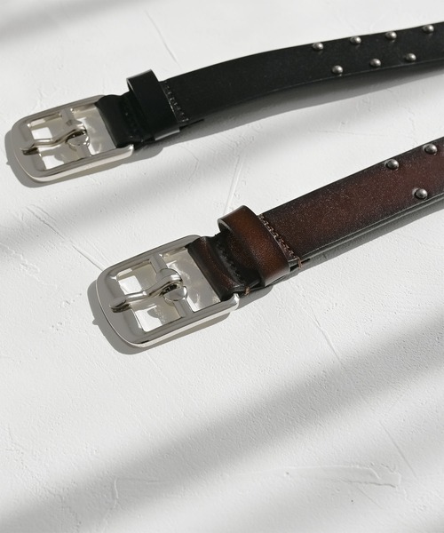 Editors Draw（エディターズドロー）の「30mm レザースタッズベルト（ベルト・メンズ・ダークブラウン/ブラック・FREE）」の6枚目の写真