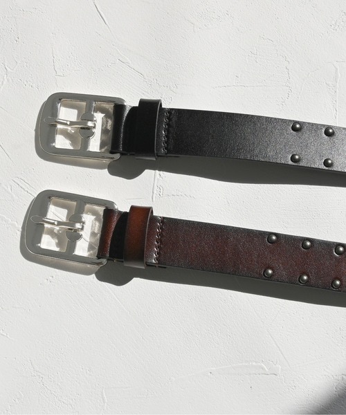 Editors Draw（エディターズドロー）の「30mm レザースタッズベルト（ベルト・メンズ・ダークブラウン/ブラック・FREE）」の5枚目の写真