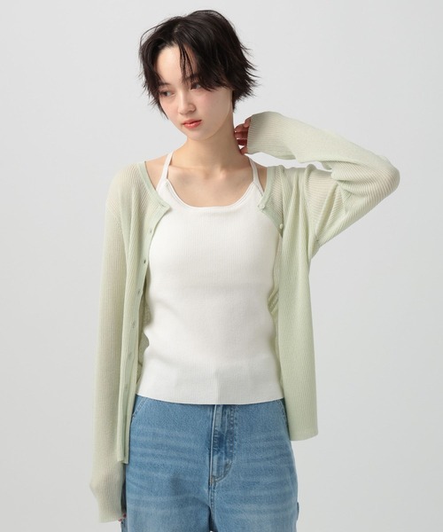 BAYFLOW（ベイフロー）の「[インナーゴム入りでホールド感◎]カップ付きニットキャミソール（キャミソール・レディース・オフホワイト/ブラック・SMALL/MEDIUM）」の4枚目の写真
