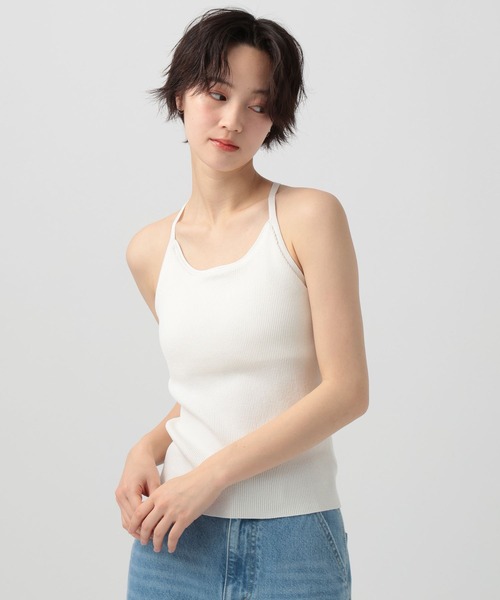 BAYFLOW（ベイフロー）の「[インナーゴム入りでホールド感◎]カップ付きニットキャミソール（キャミソール・レディース・オフホワイト/ブラック・SMALL/MEDIUM）」の5枚目の写真
