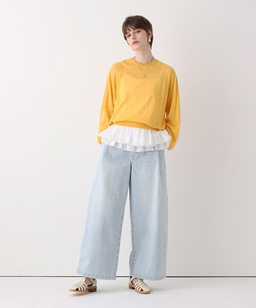 allureville(アルアバイル)の「ブリーチデニムワイドレッグパンツ(デニムパンツ・レディース・ライトブルー・2/1)」の9枚目の写真