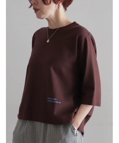 FIL DE FER(フィルデフェール)の「【予約】USA COTTON 6分袖P/O(Tシャツ/カットソー・レディース・ホワイト/ブラウン/レッド・FREE)」の1枚目の写真