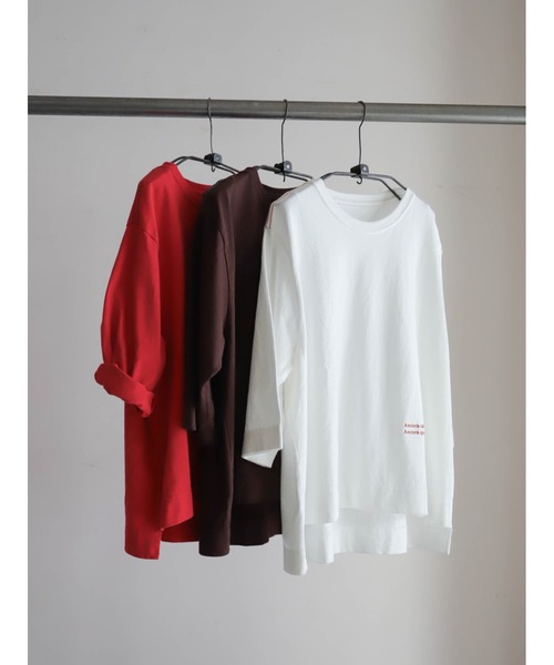 FIL DE FER(フィルデフェール)の「【予約】USA COTTON 6分袖P/O(Tシャツ/カットソー・レディース・ホワイト/ブラウン/レッド・FREE)」の2枚目の写真