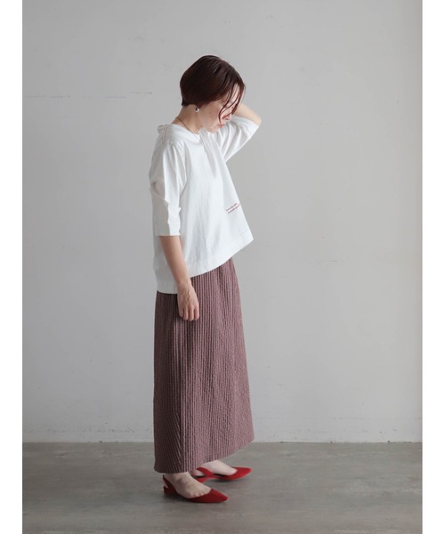 FIL DE FER(フィルデフェール)の「【予約】USA COTTON 6分袖P/O(Tシャツ/カットソー・レディース・ホワイト/ブラウン/レッド・FREE)」の8枚目の写真
