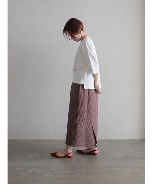 FIL DE FER(フィルデフェール)の「【予約】USA COTTON 6分袖P/O(Tシャツ/カットソー・レディース・ホワイト/ブラウン/レッド・FREE)」の9枚目の写真