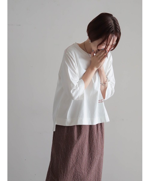 FIL DE FER(フィルデフェール)の「【予約】USA COTTON 6分袖P/O(Tシャツ/カットソー・レディース・ホワイト/ブラウン/レッド・FREE)」の7枚目の写真