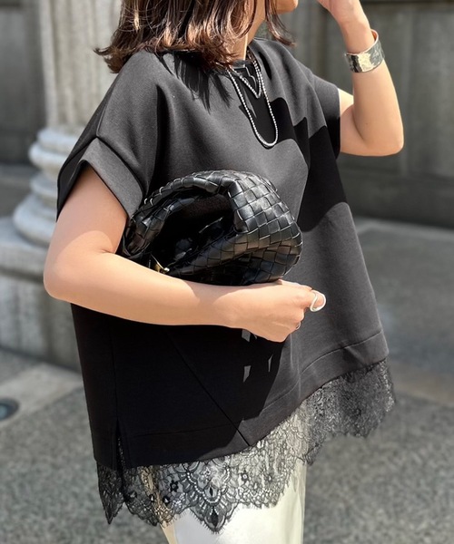 Emma Taylor(エマテイラー)の「ライトダンボールレースヘムプルオーバー(Tシャツ/カットソー・レディース・ホワイト/ブラック/チャコールグレー/ベージュ/トップグレー・FREE)」の16枚目の写真