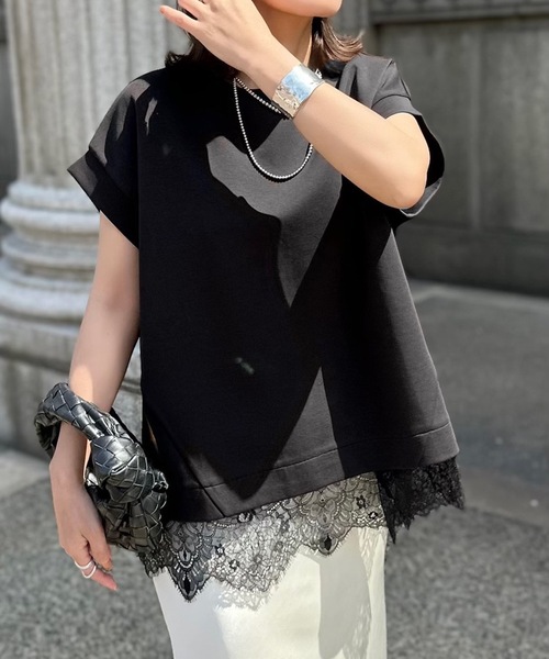 Emma Taylor(エマテイラー)の「ライトダンボールレースヘムプルオーバー(Tシャツ/カットソー・レディース・ホワイト/ブラック/チャコールグレー/ベージュ/トップグレー・FREE)」の17枚目の写真