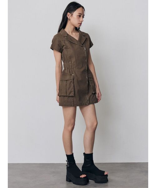 MURUA（ムルーア）の「ウォッシュミニワンピース（ワンピース・レディース・グレー/ブラウン・FREE）」の4枚目の写真