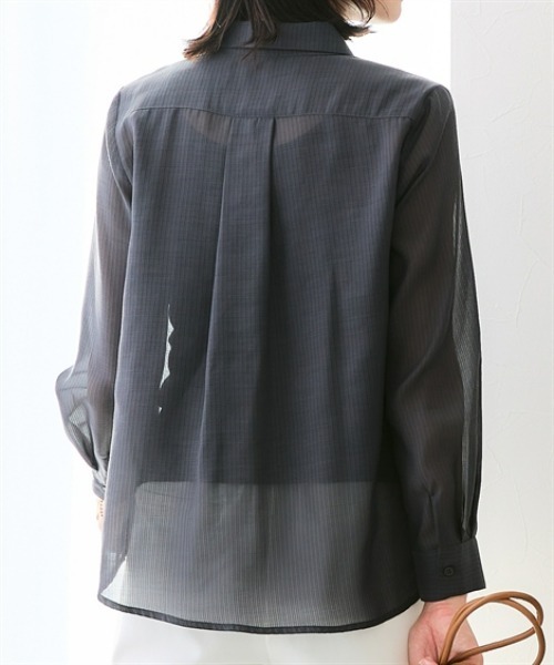 7days Life Styling(セブンデイズライフスタイリング)の「【選べる2タイプ】シアーストライプ長袖シャツ(シャツ/ブラウス・レディース・グレー系2/グレー系1/サックスブルー系1/サックスブルー系2・L/LL/3L/S/M)」の18枚目の写真