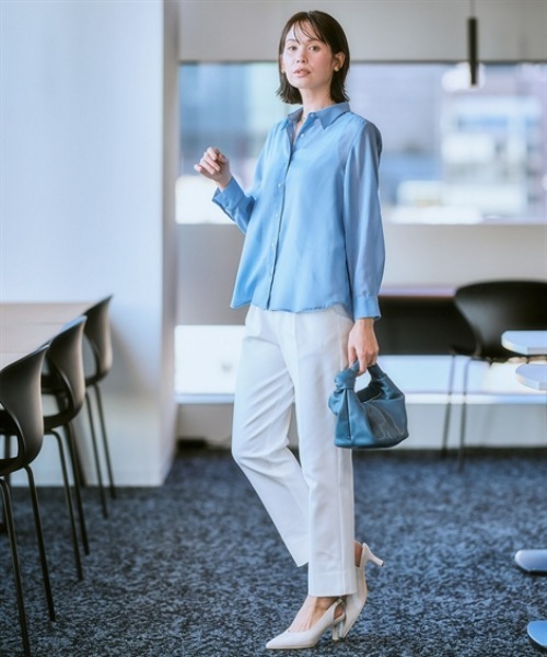 7days Life Styling(セブンデイズライフスタイリング)の「【選べる2タイプ】シアーストライプ長袖シャツ(シャツ/ブラウス・レディース・グレー系2/グレー系1/サックスブルー系1/サックスブルー系2・L/LL/3L/S/M)」の5枚目の写真