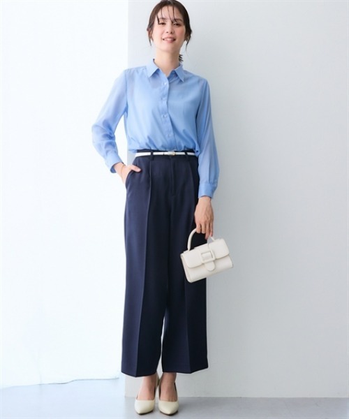 7days Life Styling(セブンデイズライフスタイリング)の「【選べる2タイプ】シアーストライプ長袖シャツ(シャツ/ブラウス・レディース・グレー系2/グレー系1/サックスブルー系1/サックスブルー系2・L/LL/3L/S/M)」の7枚目の写真