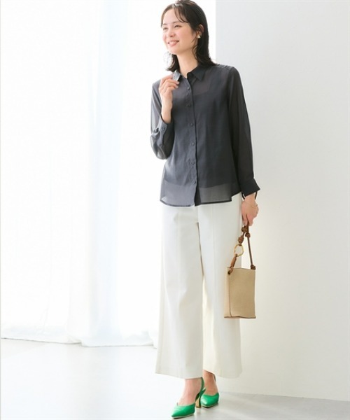 7days Life Styling(セブンデイズライフスタイリング)の「【選べる2タイプ】シアーストライプ長袖シャツ(シャツ/ブラウス・レディース・グレー系2/グレー系1/サックスブルー系1/サックスブルー系2・L/LL/3L/S/M)」の10枚目の写真
