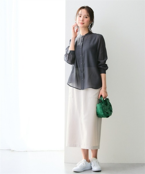 7days Life Styling(セブンデイズライフスタイリング)の「【選べる2タイプ】シアーストライプ長袖シャツ(シャツ/ブラウス・レディース・グレー系2/グレー系1/サックスブルー系1/サックスブルー系2・L/LL/3L/S/M)」の12枚目の写真