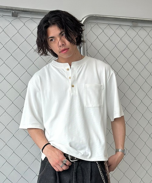 MandO(エムオー)(エムオー)の「【接触冷感】ファンクションカノコヘンリーネックTシャツ(Tシャツ/カットソー・メンズ・ブラック/オフホワイト・LARGE/MEDIUM)」の5枚目の写真