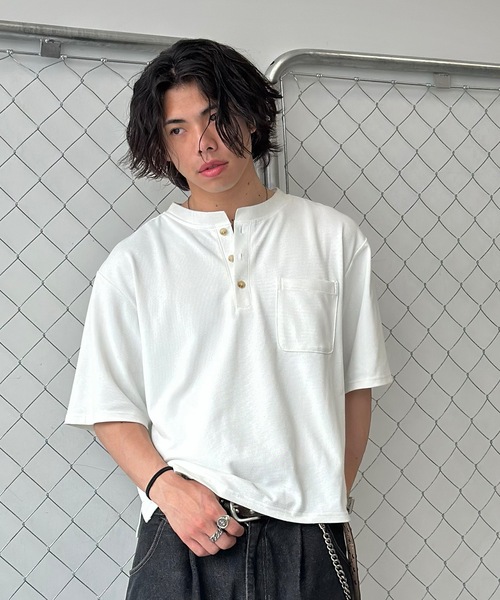 MandO(エムオー)(エムオー)の「【接触冷感】ファンクションカノコヘンリーネックTシャツ(Tシャツ/カットソー・メンズ・ブラック/オフホワイト・LARGE/MEDIUM)」の6枚目の写真