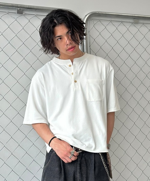 MandO(エムオー)(エムオー)の「【接触冷感】ファンクションカノコヘンリーネックTシャツ(Tシャツ/カットソー・メンズ・ブラック/オフホワイト・LARGE/MEDIUM)」の7枚目の写真