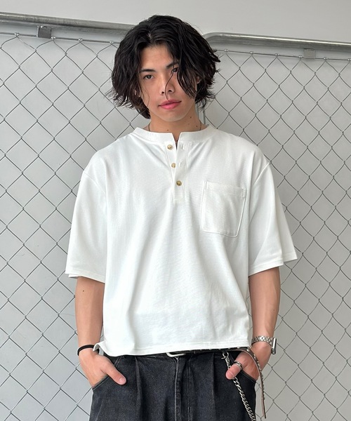 MandO(エムオー)(エムオー)の「【接触冷感】ファンクションカノコヘンリーネックTシャツ(Tシャツ/カットソー・メンズ・ブラック/オフホワイト・LARGE/MEDIUM)」の8枚目の写真
