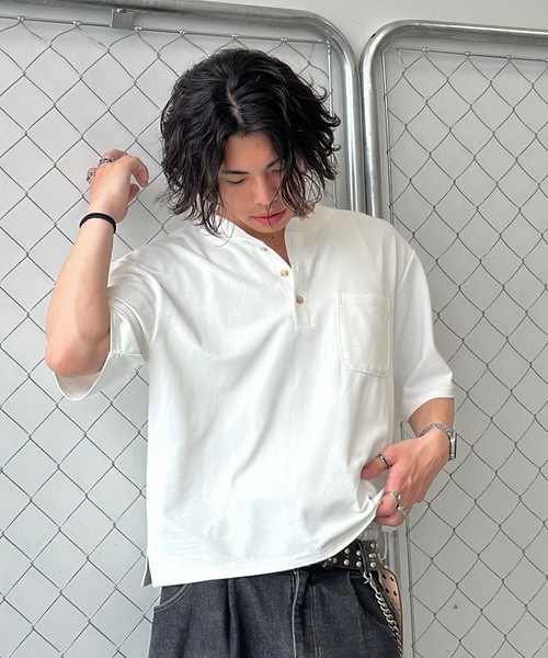 MandO(エムオー)(エムオー)の「【接触冷感】ファンクションカノコヘンリーネックTシャツ(Tシャツ/カットソー・メンズ・ブラック/オフホワイト・LARGE/MEDIUM)」の9枚目の写真