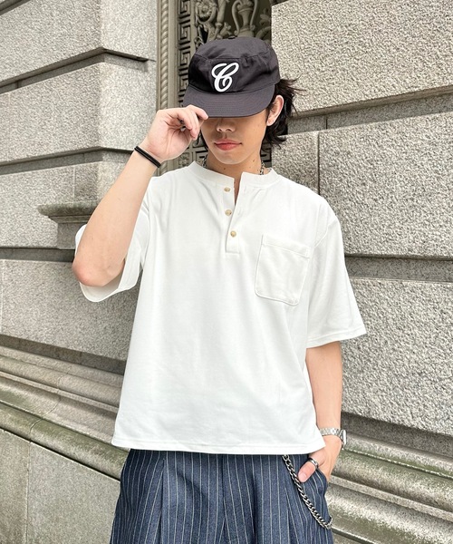 MandO(エムオー)(エムオー)の「【接触冷感】ファンクションカノコヘンリーネックTシャツ(Tシャツ/カットソー・メンズ・ブラック/オフホワイト・LARGE/MEDIUM)」の3枚目の写真
