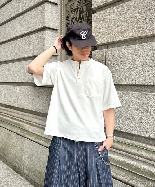 MandO(エムオー)(エムオー)の「【接触冷感】ファンクションカノコヘンリーネックTシャツ(Tシャツ/カットソー・メンズ・ブラック/オフホワイト・LARGE/MEDIUM)」の4枚目の写真