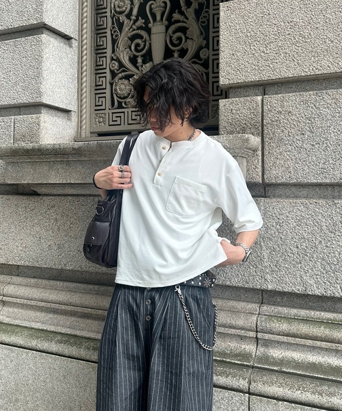 MandO(エムオー)(エムオー)の「【接触冷感】ファンクションカノコヘンリーネックTシャツ(Tシャツ/カットソー・メンズ・ブラック/オフホワイト・LARGE/MEDIUM)」の10枚目の写真