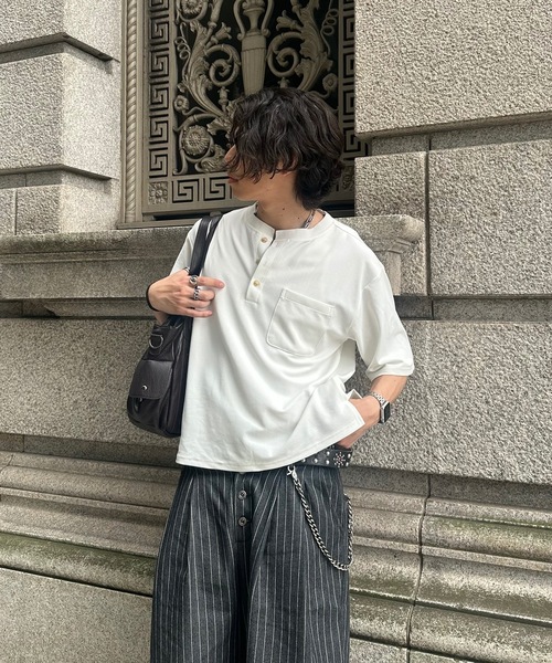 MandO(エムオー)(エムオー)の「【接触冷感】ファンクションカノコヘンリーネックTシャツ(Tシャツ/カットソー・メンズ・ブラック/オフホワイト・LARGE/MEDIUM)」の11枚目の写真