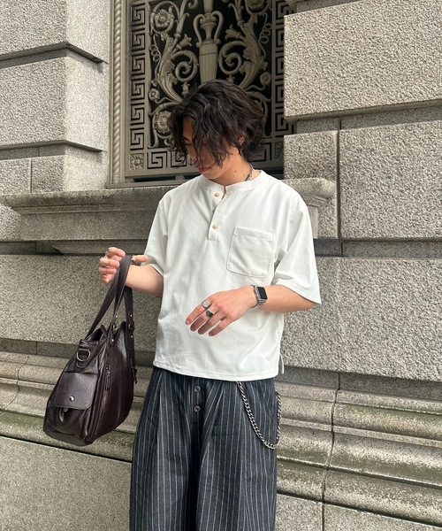 MandO(エムオー)(エムオー)の「【接触冷感】ファンクションカノコヘンリーネックTシャツ(Tシャツ/カットソー・メンズ・ブラック/オフホワイト・LARGE/MEDIUM)」の12枚目の写真