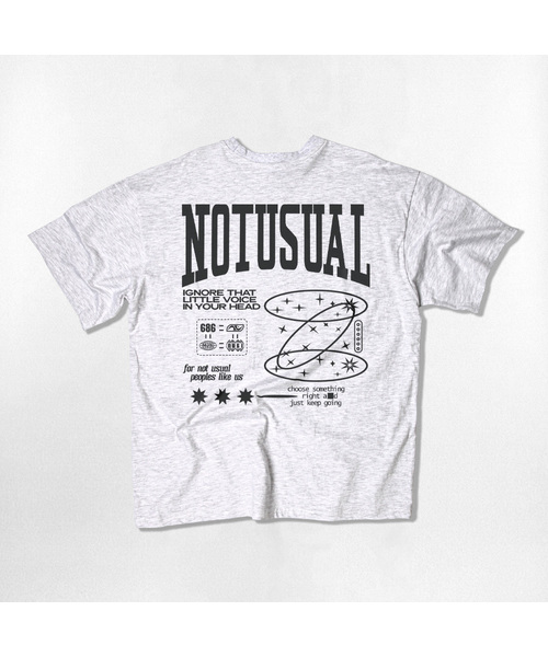 NOTUSUAL（ノットユージュアル）の「シンボルスペース オーバーサイズ 半袖Tシャツ 4色（Tシャツ/カットソー・レディース・ホワイト×グレー/ネイビー/ブラック/ホワイト・SMALL/MEDIUM/LARGE/X-LARGE）」の3枚目の写真
