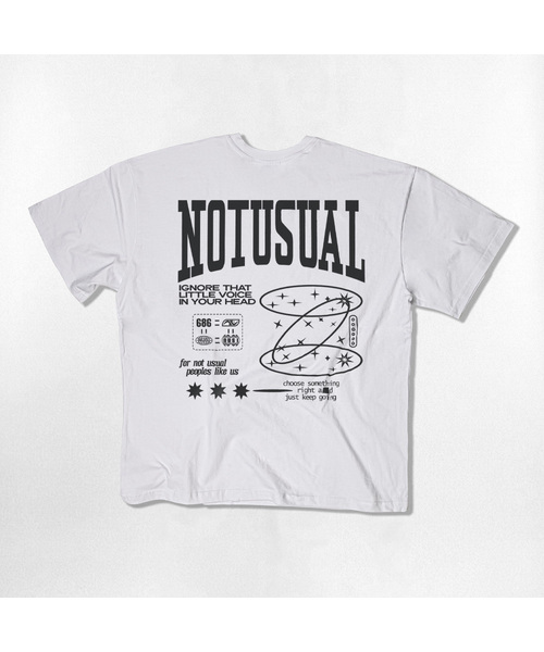 NOTUSUAL（ノットユージュアル）の「シンボルスペース オーバーサイズ 半袖Tシャツ 4色（Tシャツ/カットソー・レディース・ホワイト×グレー/ネイビー/ブラック/ホワイト・SMALL/MEDIUM/LARGE/X-LARGE）」の2枚目の写真