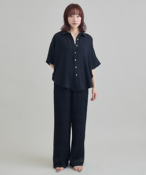 RU.TI.LE(ルチル)の「【RU.TI.LE】< 冷感・速乾・UVケア>ウェーブジョーゼットドルマンシャツ(シャツ/ブラウス・レディース・ブラック/ベージュ/カーキ/ホワイト・MEDIUM)」の7枚目の写真