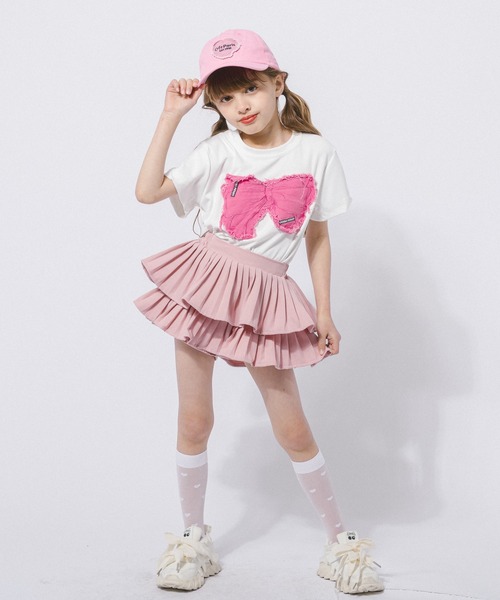 URBAN CHERRY(アーバンチェリー)の「フリンジリボンデザインミニTシャツ(Tシャツ/カットソー・キッズ・ブラック/ホワイト・120cm/130cm/150cm/110cm/140cm)」の8枚目の写真