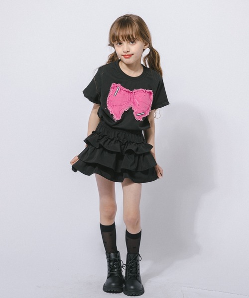 URBAN CHERRY(アーバンチェリー)の「フリンジリボンデザインミニTシャツ(Tシャツ/カットソー・キッズ・ブラック/ホワイト・120cm/130cm/150cm/110cm/140cm)」の10枚目の写真