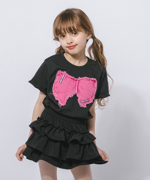 URBAN CHERRY(アーバンチェリー)の「フリンジリボンデザインミニTシャツ(Tシャツ/カットソー・キッズ・ブラック/ホワイト・120cm/130cm/150cm/110cm/140cm)」の4枚目の写真