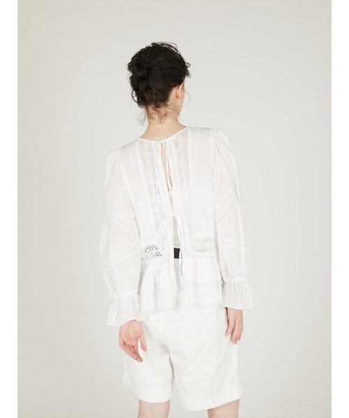 crinkle crinkle crinkle（クリンクルクリンクルクリンクル）の「【crinkle crinkle crinkle】front tapestry 2way sheer bolero/フロントタペストリー2wayシアーボレロ（カーディガン/ボレロ・レディース・ホワイト/ブラック・FREE）」の4枚目の写真
